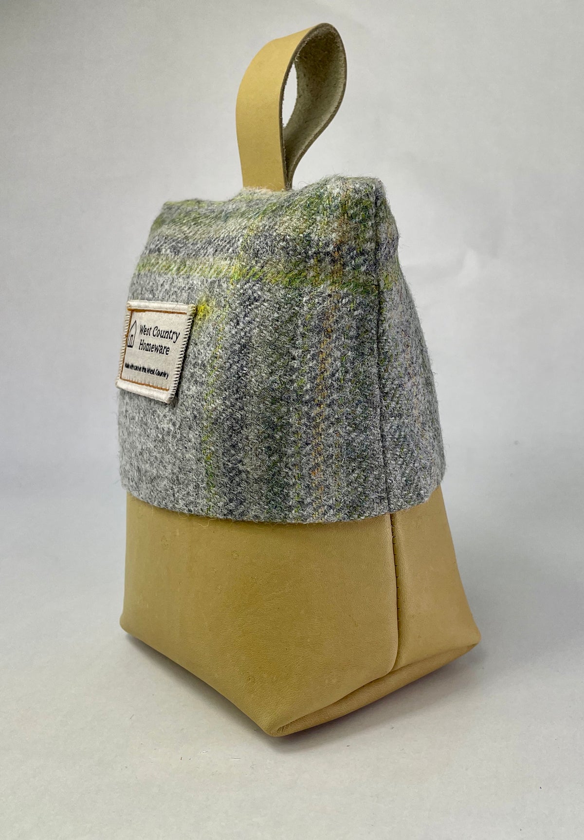 Ashcombe Sage Check Wool Doorstop