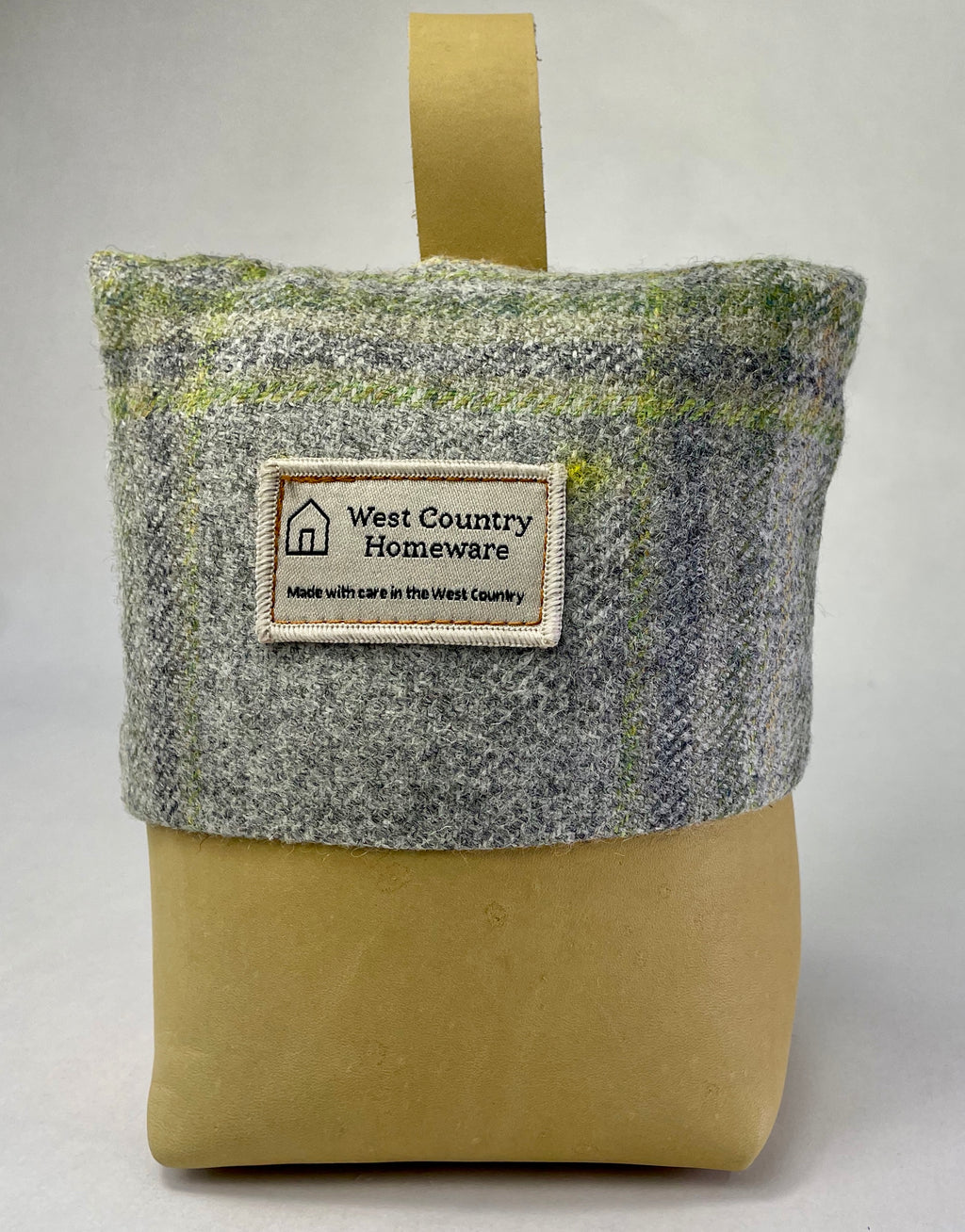 Ashcombe Sage Check Wool Doorstop