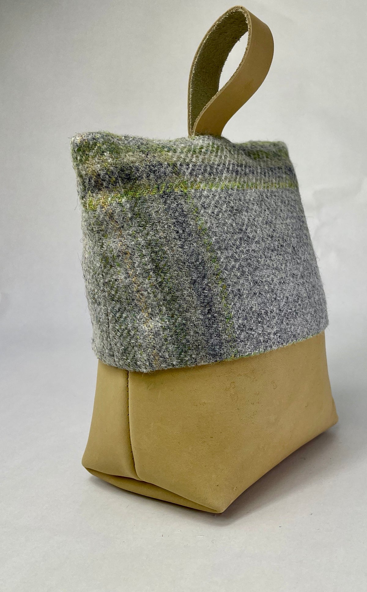 Ashcombe Sage Check Wool Doorstop