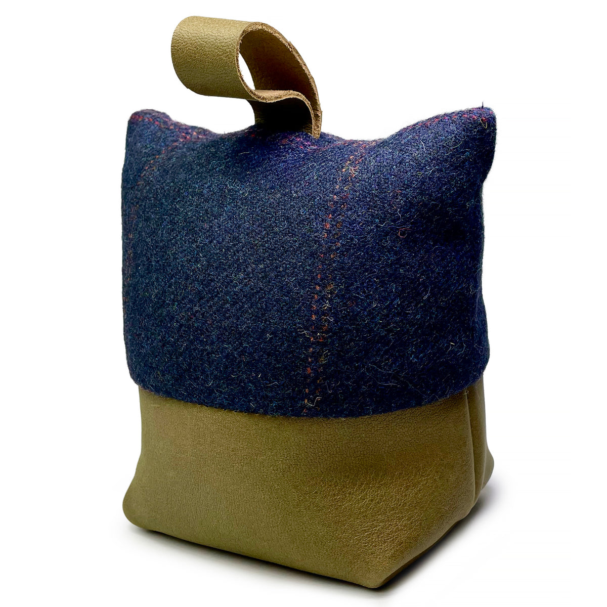 Halden Navy Wool & Leather Doorstop