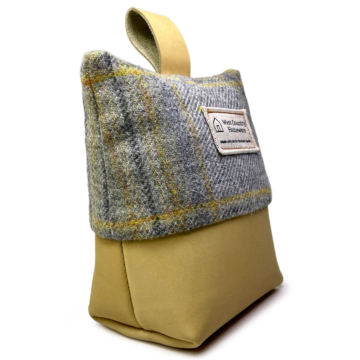 Exmoor Ochre Check Wool Doorstop