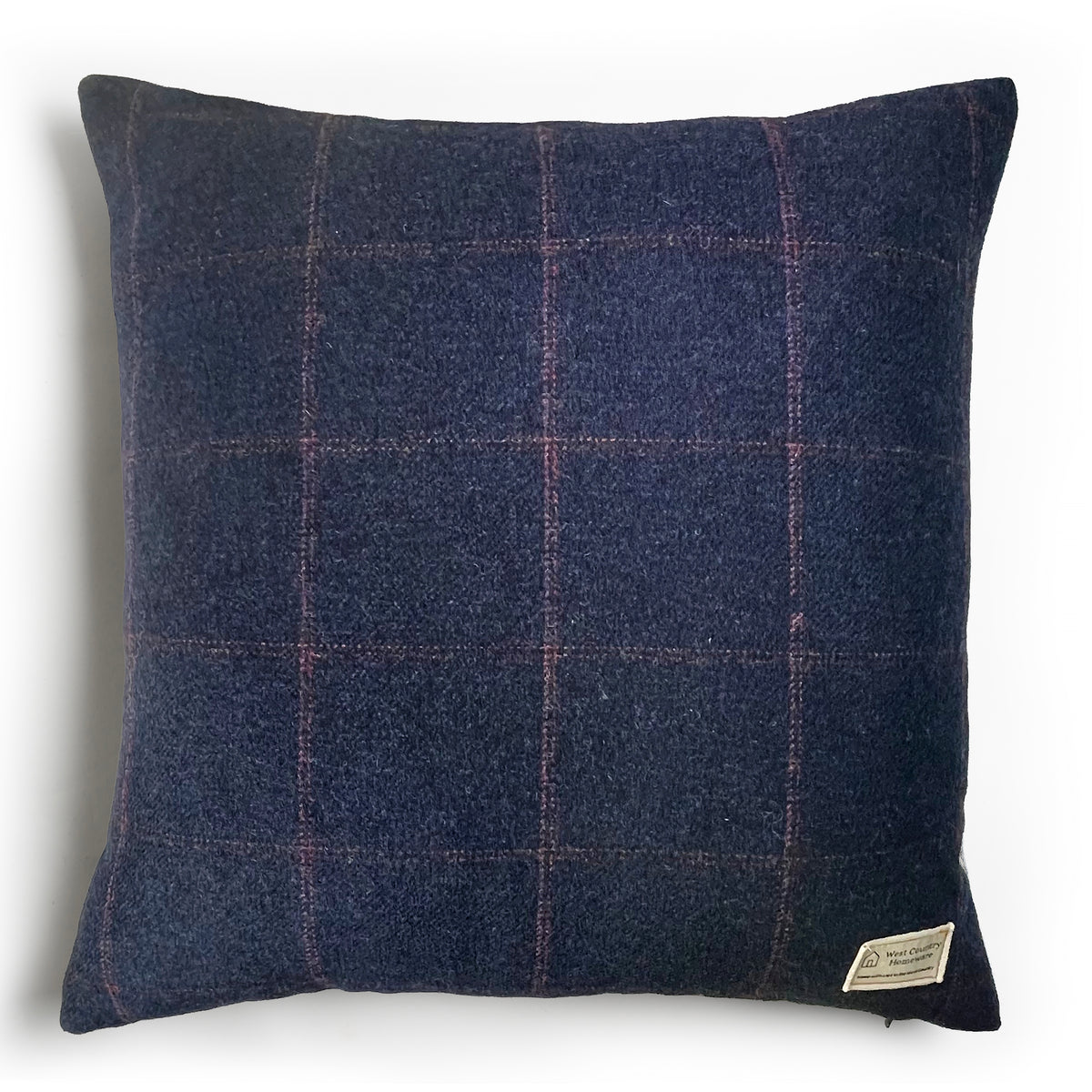 Haldon Navy Check Wool Cushion